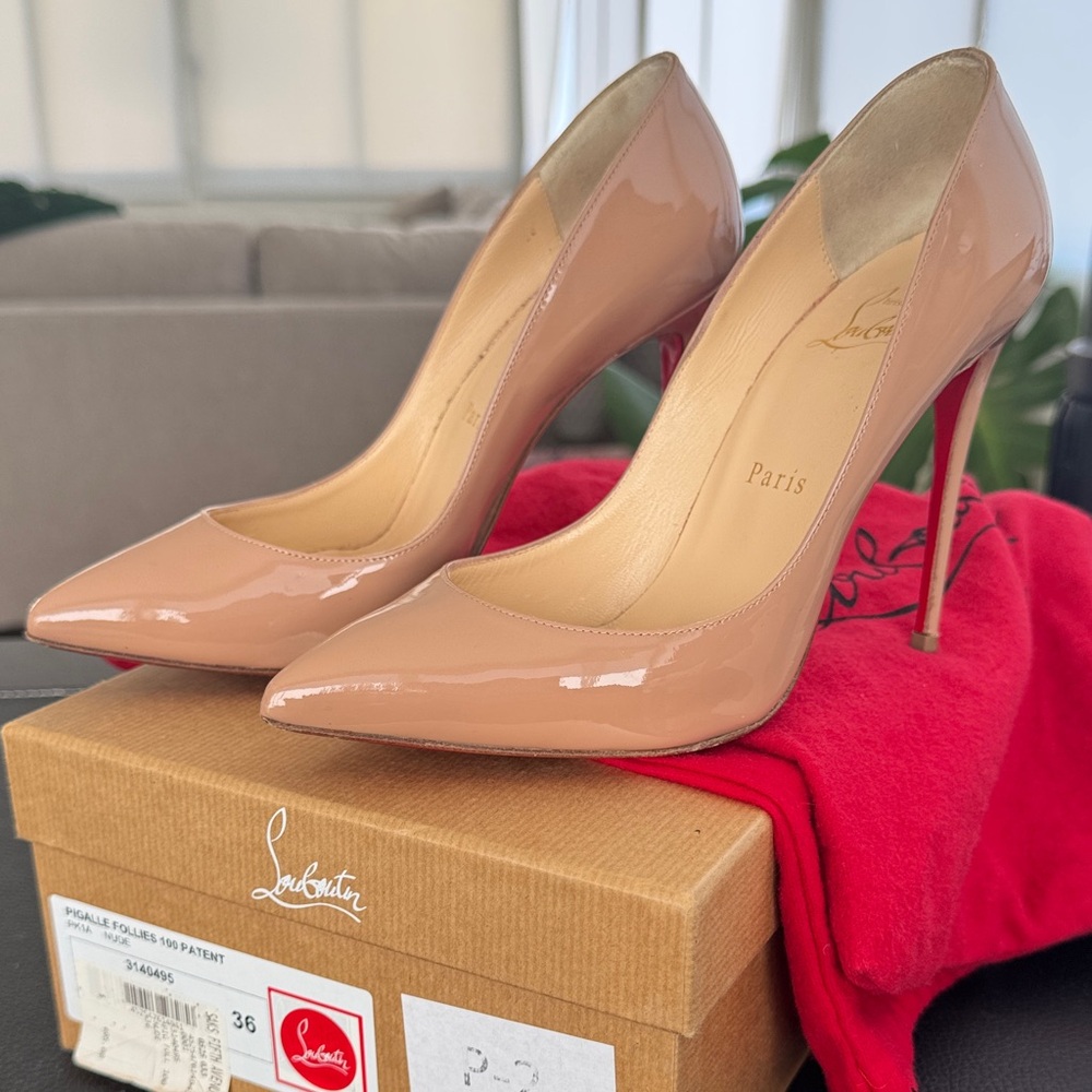 Christian Louboutin Nude Patent Leather Pumps
